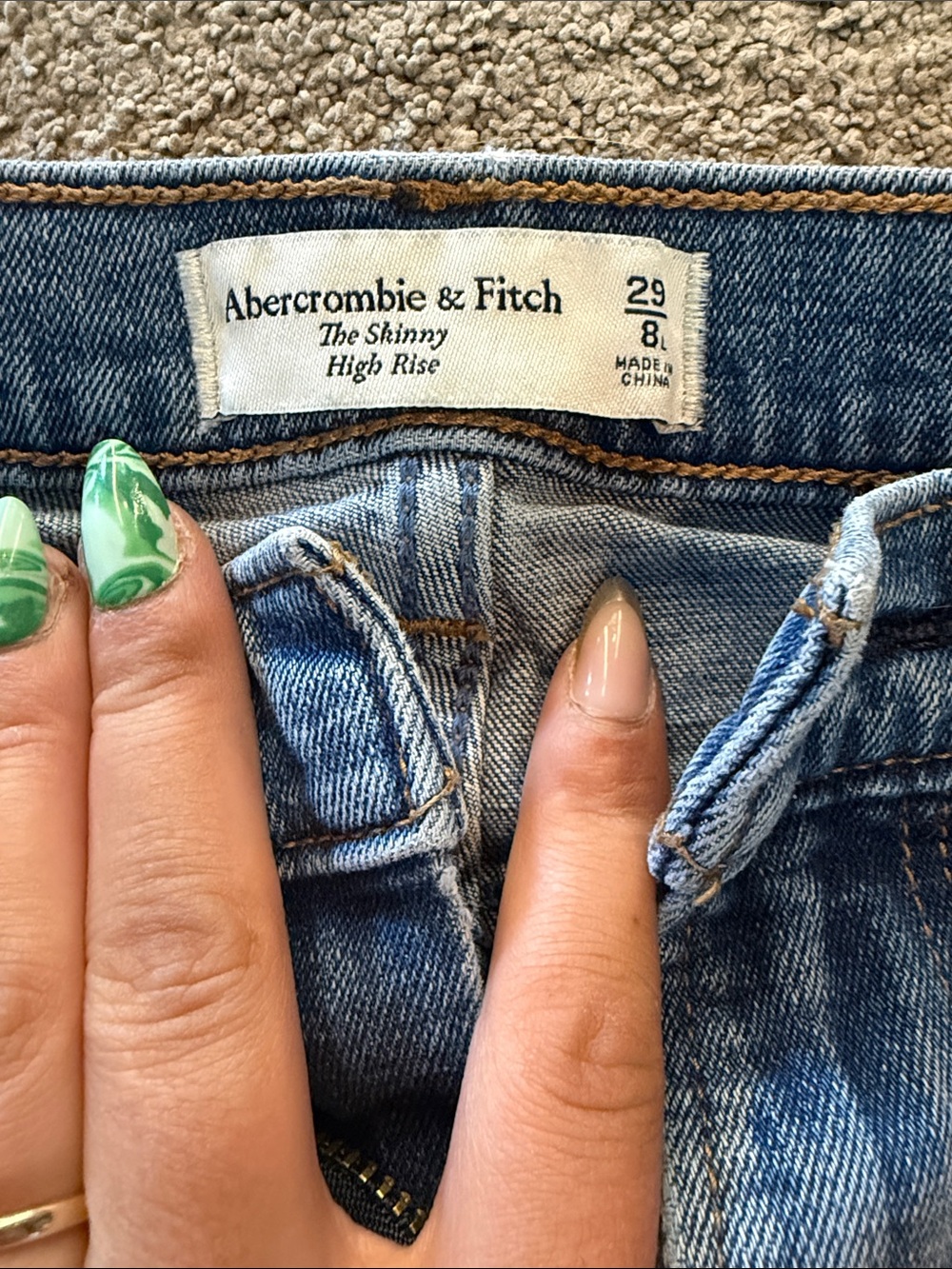 Abercrombie & Fitch Skinny High Rise Jeans - Light Blue Denim